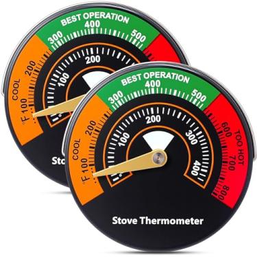 Imagem de Frienda Termômetro de fogão a lenha, acessórios de medidor de temperatura de forno a gás magnético para fogão a fogão, termômetro para queima de madeira, grânulos, lareira para evitar queimaduras por