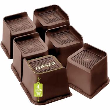 Imagem de Elevadores de cama 2.5 cm, 5.1 cm, 7.6 cm, 10.2 cm, 15.2 cm, 20.3 cm, 20.3 cm Resistente, Elevação de Móveis Grandes para Sofá Sofá Mesa Cadeira Perna Dormitório, Suporta até 2,721 kg (Pacote com 6