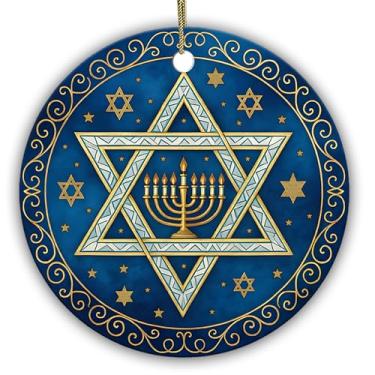 Imagem de Sportyzen Ornamento de Hanukkah para casa judaica – Estrela de Davi e decoração festiva de cerâmica Menorá – Presente para família judia, amigos, colegas de trabalho – Decoração Festival de Luzes 2025