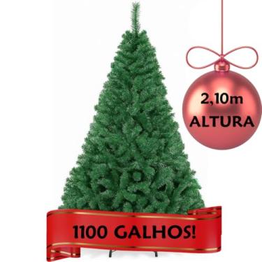 Imagem de Arvore de Natal 2,10m 1100 Galhos Pé Base de Ferro Luxo Cor Verde Cheia Tipo Pinheiro