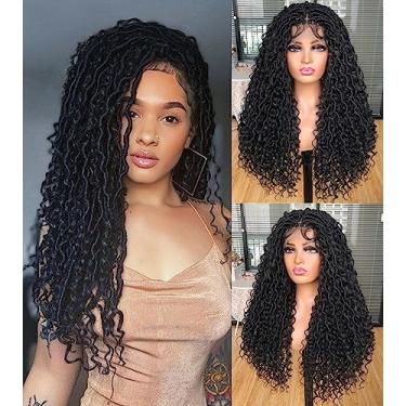 Imagem de Annivia Goddess Perucas sintéticas Locs para mulheres negras 76,2 cm Full Lace Goddess Bohemia Locs trançado perucas com cabelo de bebê Hippie Locs Twist peruca sintética deusa com pontas