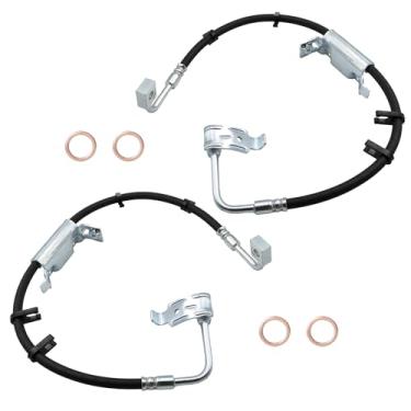 Imagem de Mangueiras de óleo hidráulico de freio dianteiro e lado do passageiro para Jeep Wrangler 2011-2017 Jeep Wrangler JK 2018 substitui H621749 H621750 5154168AA 5154168AB 68171944AB 68171944AC 68171944AD