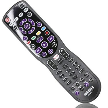 Imagem de Anderic Ajuste universal para controle remoto Roku de 4 dispositivos com macro, aprendizado e retroiluminação para todas as TVs, incluindo Roku TVs/HDTVs/Smart TVs/Blu-Ray Players/Áudio/Barras de som