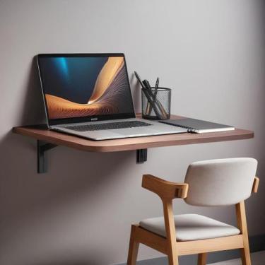 Imagem de Bancada Branca Retrátil De Parede Suporte Cozinha 50x40 Tomar Café - M