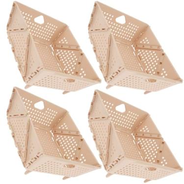 Imagem de KTZCTPCA 4 coadores e escorredores dobráveis, cesta de armazenamento dobrável, coador de macarrão com economia de espaço, cesto de drenagem de pia seguro para lava-louças, frutas e legumes (damasco)