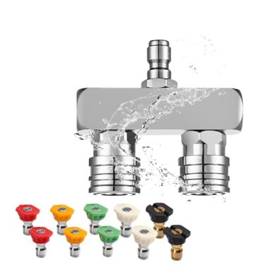 Imagem de Bocal de lavagem de alta pressão, bocal turbo duplo 2 em 1 com 10 bocais de pulverização de lavadora de pressão, conexão rápida de 1/4 polegada, 5000 PSI se encaixa na maioria das lavadoras de pressão