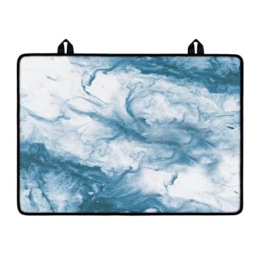 Imagem de Cugasmaru Tapete de fogão de indução com impressão de mármore azul, protetor de tampa de fogão de vidro resistente ao calor, capas de fogão elétrico plano de cozinha