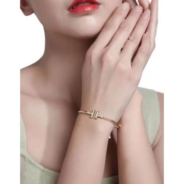 Imagem de Bracelete Feminino Strass Pérola Pulseira Aberta Joia Luxo - Genérica,