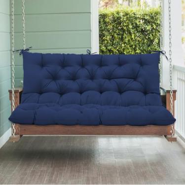 Imagem de EAGLE PEAK Almofada de balanço para varanda externa, almofada de banco de pátio de 2 a 3 lugares para móveis de exterior, substituição de almofada, 150 x 109 cm (azul escuro)