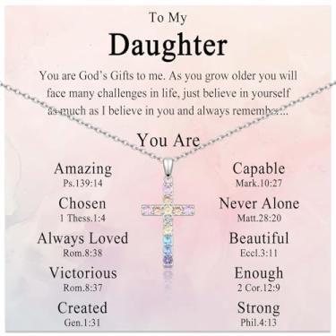 Imagem de Colar de cruz para meninas, joias religiosas cristãs, presentes para meninas, filha, neta, irmã, sobrinha, amiga, aniversário, Natal, Dia dos Namorados, Páscoa, formatura, batismo, comunhão, presente