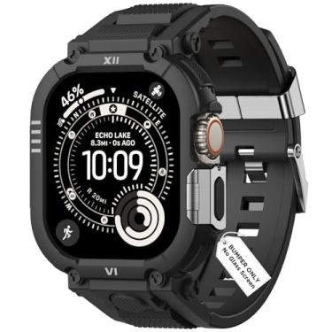 Imagem de DABAOZA Pulseira masculina compatível com Apple Watch SE Ultra 3/2/1 séries 11/10/9/8/7/6/5/4/3 de 49 mm/46 mm/45 mm/44 mm/42 mm, 46mm Series 11/10, Silicone, Sem Pedra Preciosa