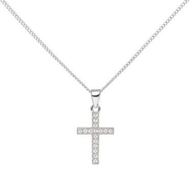 Imagem de Colar Cordao Cruz com Pedras Folheada Prata 925 - Papillon Semi Jóias