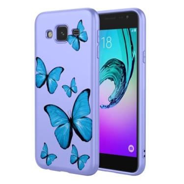 Imagem de KOARWVC Capa de celular para Galaxy J3 2016, SM-J320 Samsung J3 2016 capa protetora fofa com padrão de borboleta macia TPU para Samsung Galaxy J3 2016 borboleta roxa