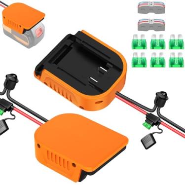 Imagem de Pacote com 2 adaptadores de bateria Black and Decker 20V para rodas elétricas, com fusível e interruptor liga/desliga, conversor de fio de 14G para bricolage, carros RC, robótica, luzes de trabalho