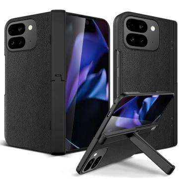 Imagem de Keallce Capa dobrável para Google Pixel 10 Pro com protetor de tela externo, suporte oculto, textura de couro + PC, capa de proteção de dobradiça à prova de choque para Google Pixel 10 Pro Fold 5G