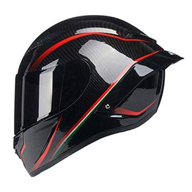 Imagem de Capacete de motocicleta Woljay de motocicleta, capacete de corrida Motocross Off Road Moto Street, Carbon Fiber Red u Black Gloss, X-Large