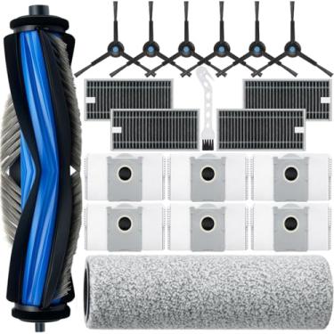 Imagem de Bluearks 19 peças compatíveis com Ecovacs Deebot X8 Pro Omni, kit de acessórios para aspirador de pó Yeedi S14 Plus, 1 escova principal de borracha, 1 rolo de esfregão, 6 escovas laterais, 4 filtros