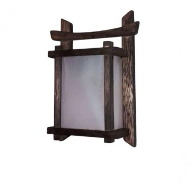 Imagem de Arandela Luminária De Parede Oriental Estilo Portal Rustico Madeira Sala Hotel Pousada Artesanal
