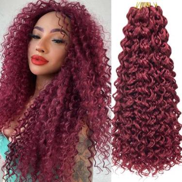 Imagem de Cabelo de crochê YXCHERISHAIR GoGo Curl sintético vermelho de 18 poleg