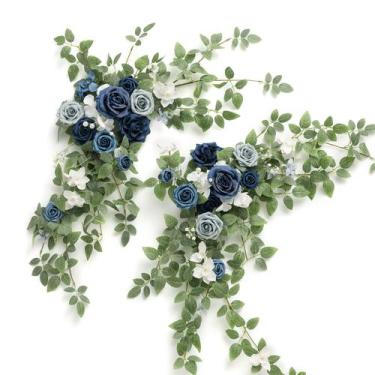 Imagem de Peças centrais artificiais Floral Swags Ling's moment Dusty Blue