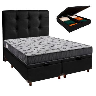 Imagem de Conjunto Cama Box Bau Blindado Casal + Colchão D33 Iso100 Ortobom + Cabeceira