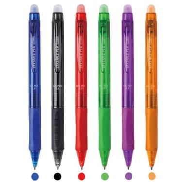 Imagem de MOZXIRZ 6 canetas coloridas apagáveis, retráteis, canetas coloridas de gel, ponta de 0,5 mm, canetas apagáveis fofas para mulheres, meninas, homens, meninos, material de escritório (6 peças coloridas)