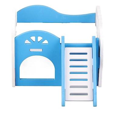 Imagem de Zerodis Hamster House, Castelo de Hamster de 2 Camadas Com e Slide, Material Premium, Adequado para Exercícios e Prevenção Obesidade, Ideal para Os Dormirem ou Brincarem por Dentro, Satisfação (Azul)