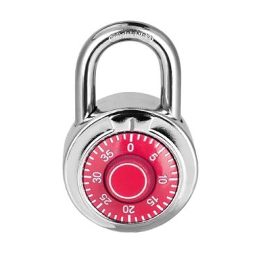 Imagem de HZSY Cadeado de combinação 1 pacote, cadeado de combinação de mostrador fixo com diferentes combinações, 5 cm de largura. Toca-discos vermelho, cadeado para academia e armário, escola, caixa de