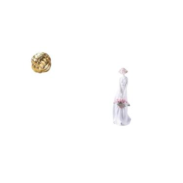 Imagem de Fenteer Estatueta de Cerâmica Estética com Novelo de Lã, Escultura, Ornamento para Amigos, Prateleira de Sala de Estar, Cômoda de Entrada, Estátua de