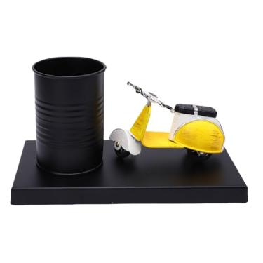 Imagem de TOPINCN Suporte de Caneta Organizador de Caneta de Mesa, Suporte de Pincel de Maquiagem de Ferro Vintage Com Bordas Arredondadas, Base Larga para Material de Escritório (Modelo de motocicleta L)