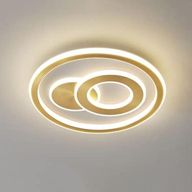 Imagem de KSSTEVNBD Lustre, luz luxuosa de latão embutida luz de teto moderna led luz de teto quarto luminária de teto redonda casa sala de estar banheiro perto de luminárias de teto (A)/uma cor//A