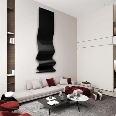 Imagem de YTHLZVBP Decoração de parede de metal grande irregular ondulado metal decoração de parede para sala de estar, esculturas geométricas modernas 3D para pendurar na parede para quarto, sala de jantar