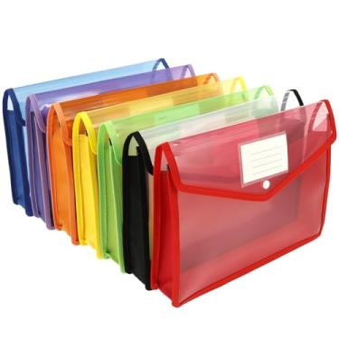 Imagem de 7 pastas de plástico A4 para carteira, envelopes de grande capacidade, pastas de arquivos expansíveis, à prova d'água, com fecho de pressão e compartimentos para cartões, organizador de arquivos