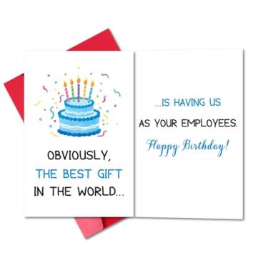 Imagem de LYMEQING Cartão de aniversário engraçado chefe, cartão de presente de feliz aniversário para chefe líder gerente empregador (o melhor presente do mundo é nos ter como seus funcionários)