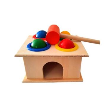 Imagem de Brinquedo de madeira Montessori Didactic Hammer Box Motor Skills - Lig