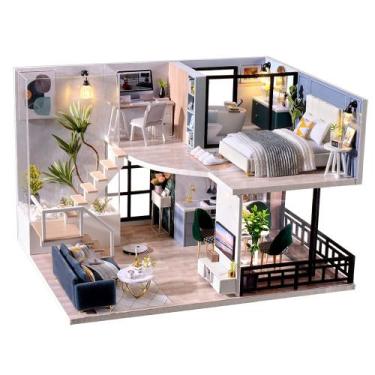Imagem de Dollhouse TuKiie DIY em miniatura com móveis em escala 1:24