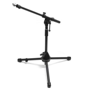 Imagem de Mini Tripé,suporte metal,telescópico reto/girafa p/microfone bumbo,cai