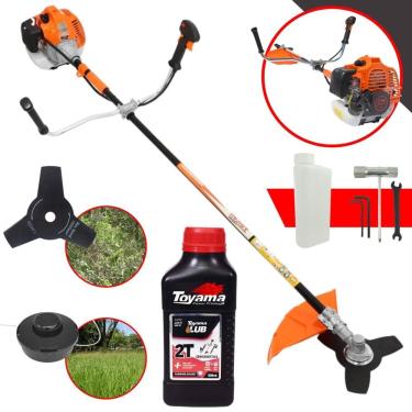 Imagem de Roçadeira Multifunções Vulcan VR520-H À Gasolina 2,5HP de Potência 52cc 10.000rpm Com Carretel de Nylon + Faca 3 Pontas + ÓLEO TOYAMA FG50 2 Tempos