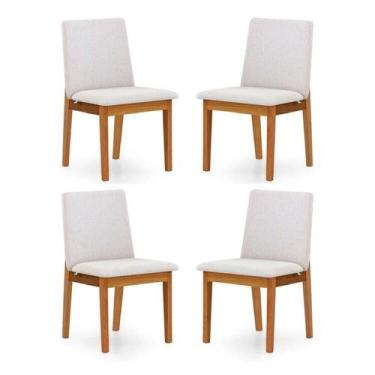 Imagem de Kit 4 Cadeiras para Sala de Jantar Estofada Madeira Maciça Cecília - H