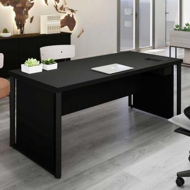 Imagem de Mesa de Escritório 180cm Diretor com Caixa de Tomadas e Porta Objetos Corporate Preto