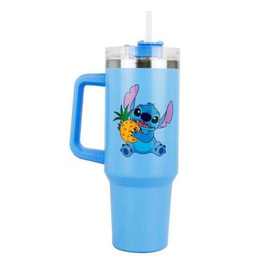 Imagem de Caneca Grande Térmico Azul Com Canudo Stitch 1100L - Disney
