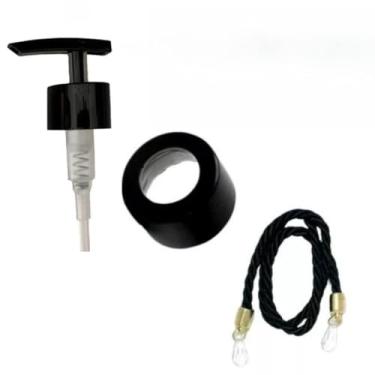 Imagem de Kit Válvula Saboneteira Luxo com Tampa Difusor - Vedação Total - 2 Cordões Cristal - Rosca 28/410(Preto)