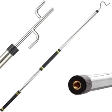 Imagem de Frebuta Vareta de gancho para armário, barra de recuperação de carga de caminhão de 81 a 203 cm, cabo longo com 2 ganchos, alimentador de pássaros suspenso e tubo de aço inoxidável para decoração de