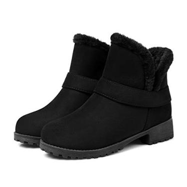 Imagem de Bigfanshu Botas femininas de cano curto e cano curto para inverno tamanho plano Tide, Preto, 47 M EU