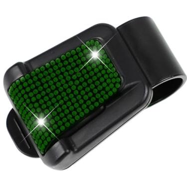 Imagem de MINGZAIQIPEI Bling Diamond Car Viseira de sol para óculos de sol suporte bilhete cartão clipe organizador para mulheres (verde)