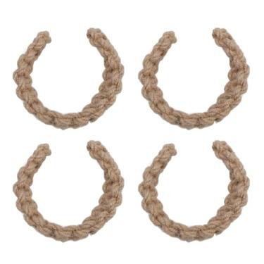 Imagem de Cortina de juta Tiebacks Corda Retentores decorativos para cortinas leves Fácil ajustável para salas de estar Sunrooms Pacote com 4 juta natural em aço inoxidável