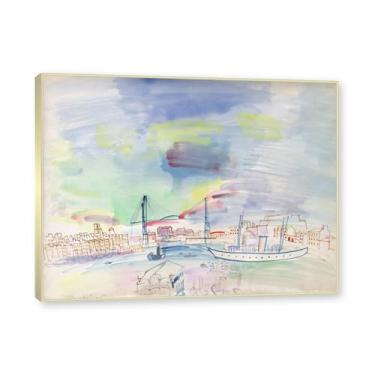 Imagem de NHLDZYH Moldura champanhe. Folhas impressionistas, (bela paisagem 26) de Raoul Dufy, reprodução de quadros, quadros de pinturas famosas, imagem murais quartos. 60x80cm