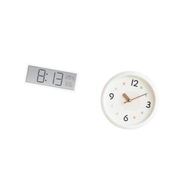 Imagem de Fenteer Relógio Decorativo Digital Multifuncional com Grande Display de Temperatura E Umidade, Redondo, Silencioso E com Números Grandes para Sala de Aula, Es