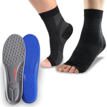 Imagem de Kit Ortopédico para Pés: Palmilha Ortopédica + Meia de Compressão – Suporte para Fascite, Esporão e Circulação,Alívio Circulatório (Meia 41-46 Palmilha 35-40)