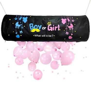Imagem de UNIIDECO Bolsa para gota de balão reveladora de gênero Menino ou Menina O que será? Sexo do bebê revela balões rosa e azul kit de decoração de festa